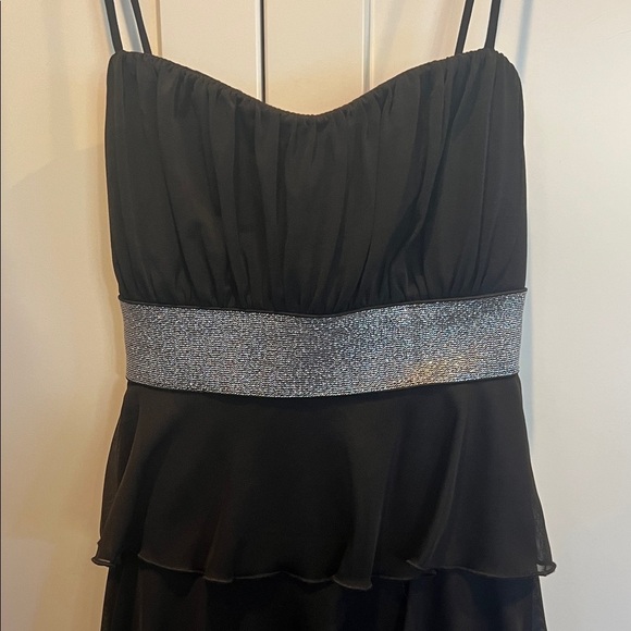 Sweet Storm Black Tiered Mini Dress with Silver Band - Picture 3 of 8